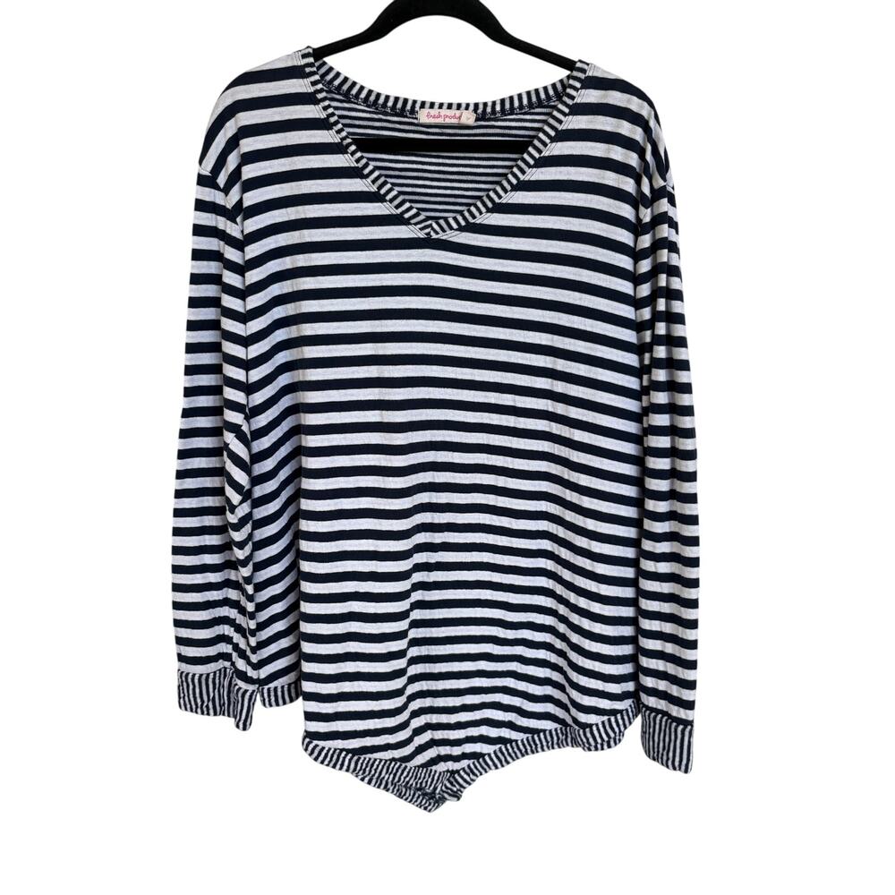 Fresh Produce Striped Beach Top Nautical Casual Vacation Comfort Blouse XL